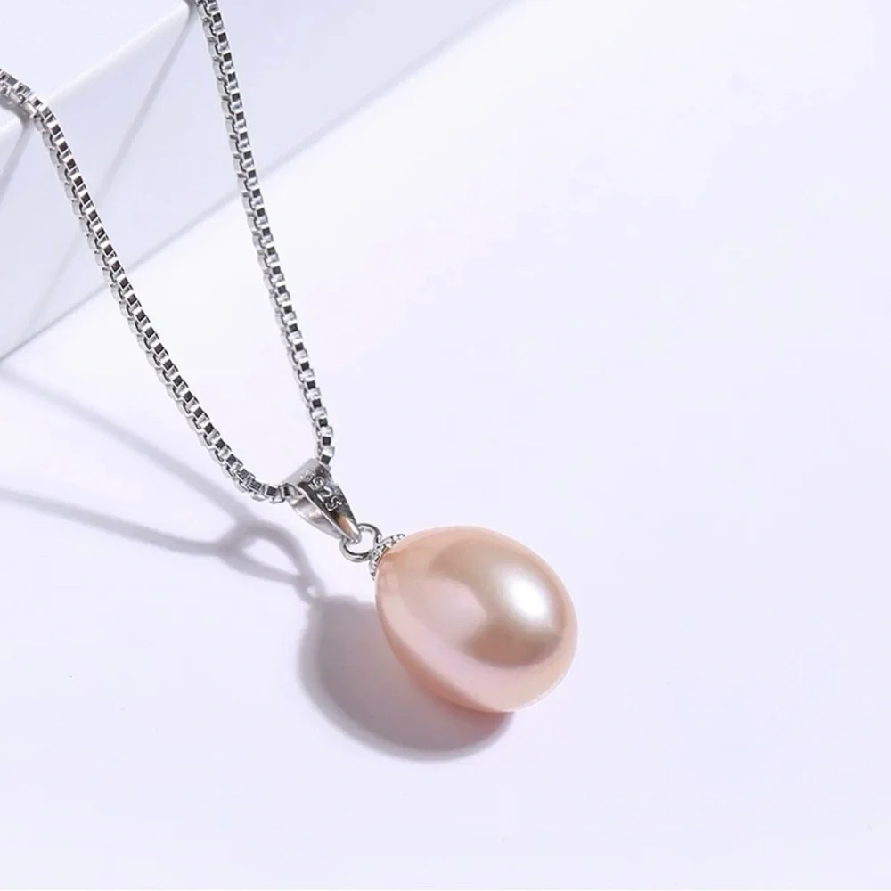 Fresh water pink pearl necklace earrings set S925 chain included - Picture 2 of 3